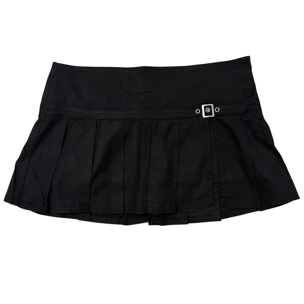 BDG Shaina Belted Linen Black Micro Mini Skort - Picture 4 of 6